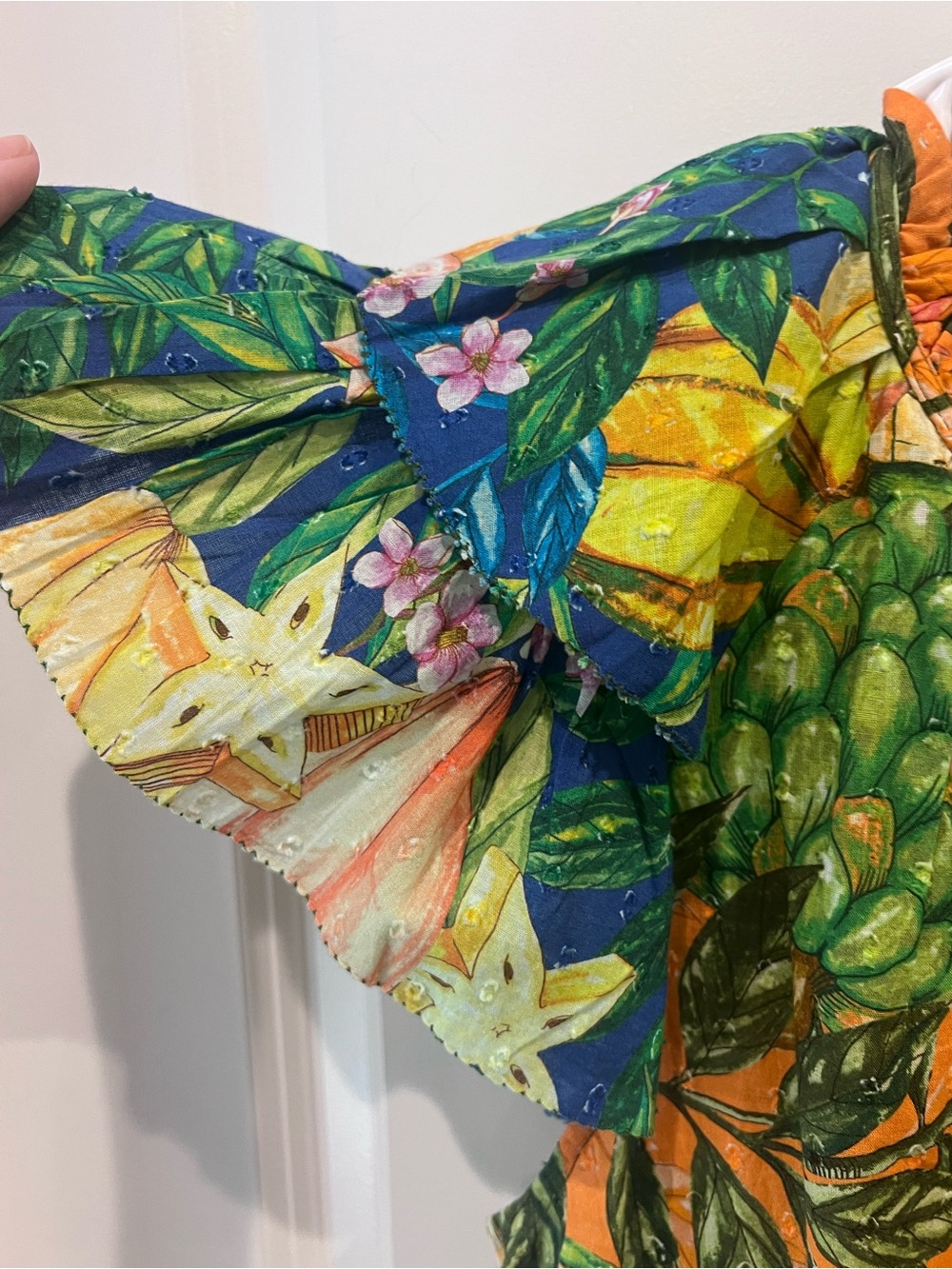 FARM Rio Tropical Botanical Ruffle-Sleeve Blouse Size Medium - Picture 3 of 16